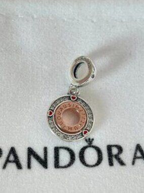 Pandora Signature Two-Tone Circles Dangle Charm S925 Silver for Bracelet Pendant